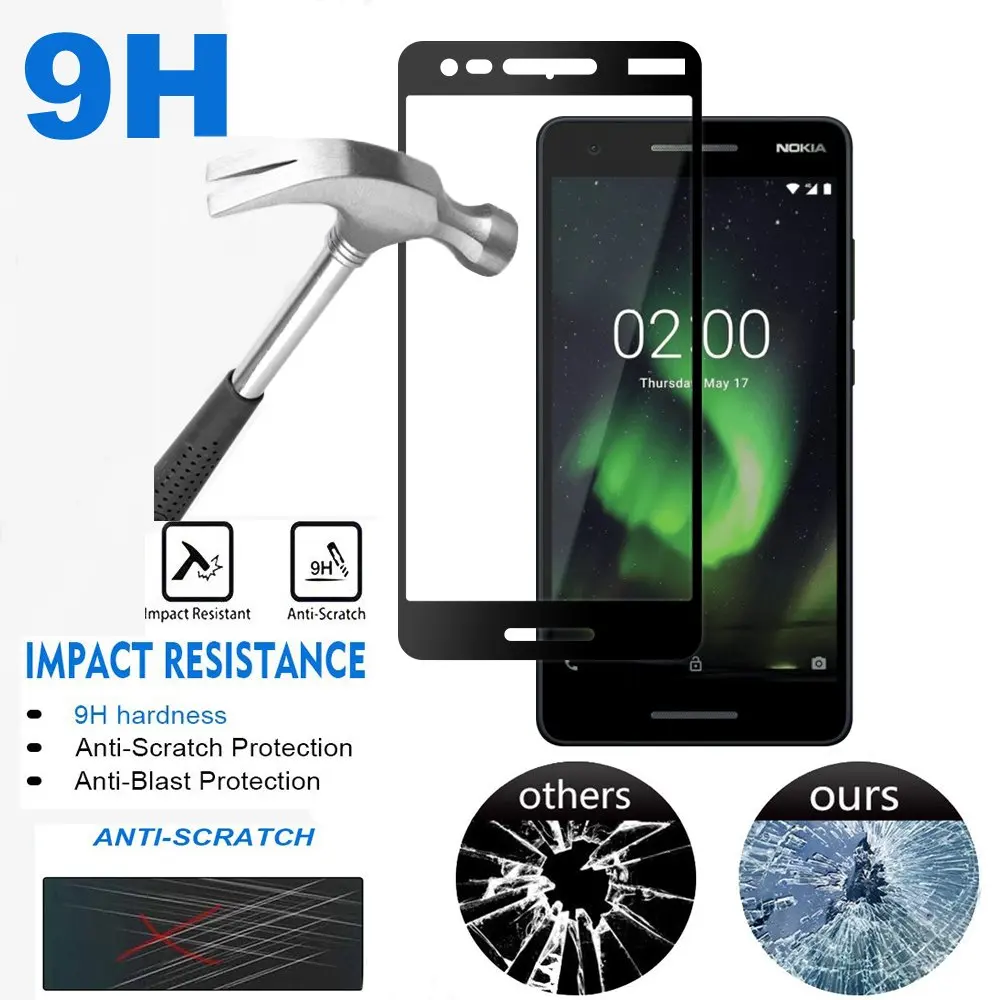 Полное покрытие красочные Экран протектор Закаленное Стекло пленка для Nokia 2 1 3 5