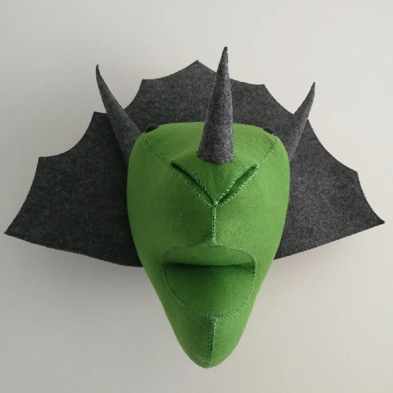 Dinosaur Животные, слон, олень, Зебра, кролик, голова тигра, настенное крепление, мягкие игрушки, декор для спальни, войлок, настенные подвесные куклы, реквизит для фотосессии - Цвет: Dinosaur
