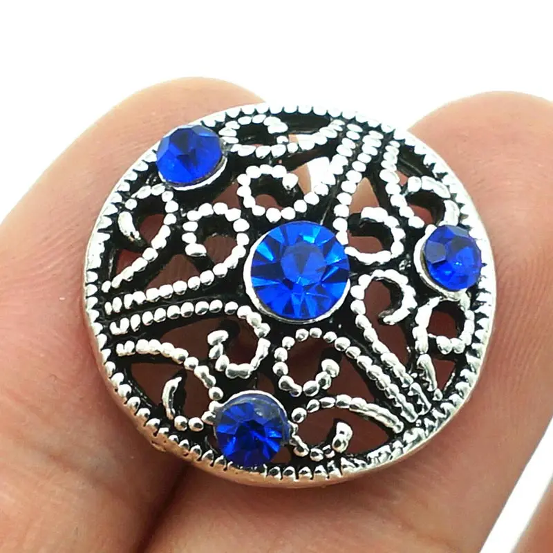 Модные пуговицы Стразы с полым цветочным узором 18 мм металлические подходят для