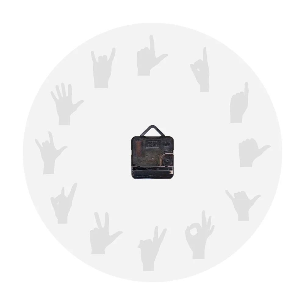 

Silhouette Hand Showing Symbols Wall Clock Creative Art Wall Decor Acrylic 12" Silent Quartz Time Clock Modern Home Decor