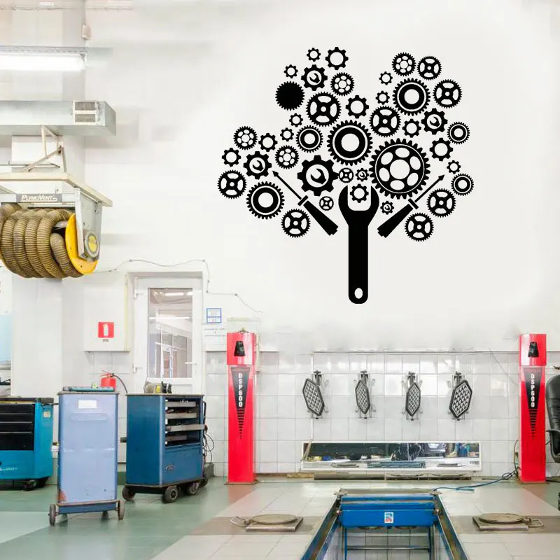 Шестерни механик Авто Услуги ремонта гаража стены наклейки виниловые