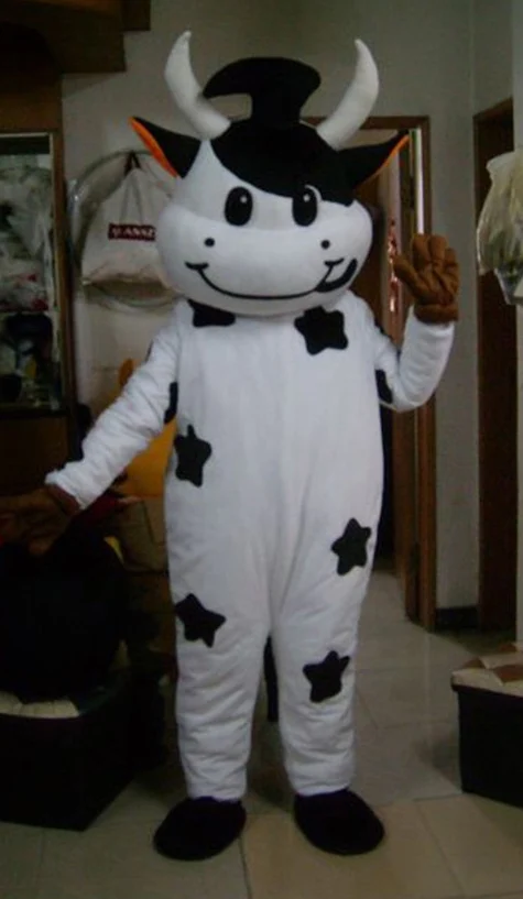 Новые белые и черные дойная корова костюм талисмана крупного рогатого скота ox
