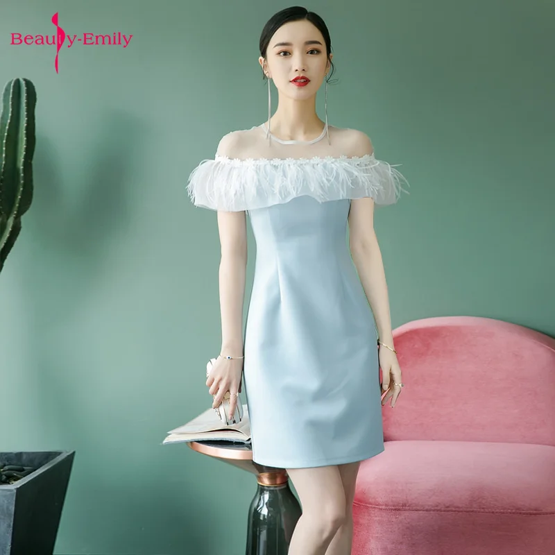 Beauty Emily Boat Neck Evening Dresses Lace Elegant Tassel Sleeveless Short Open Back Formal Gowns For Wedding Party | Свадьбы и