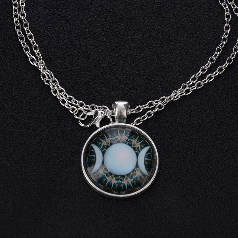 Индивидуальное креативное ожерелье с тройной Луной и кристаллами цепочка для