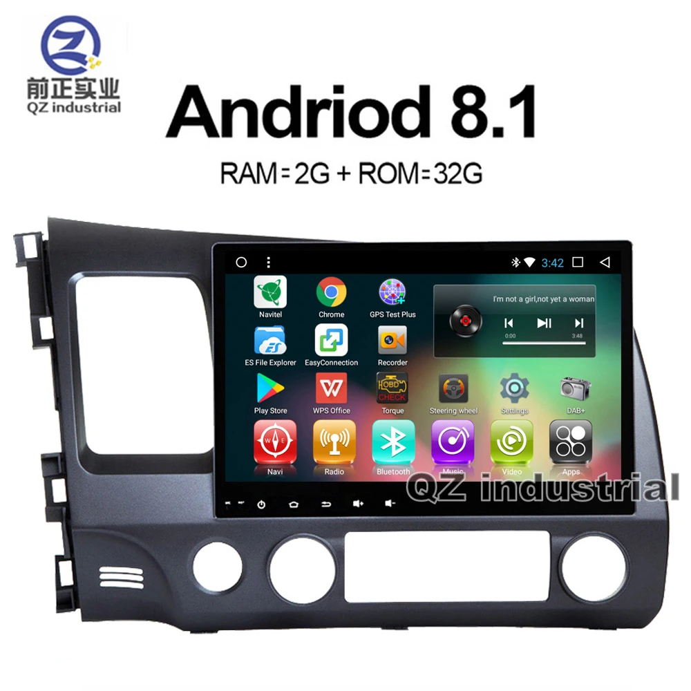 QZ промышленный HD 10 2 &quotAndroid 8 1 T3 автомобильный dvd плеер для Honda Civic 2006 2011 с радио GPS FM