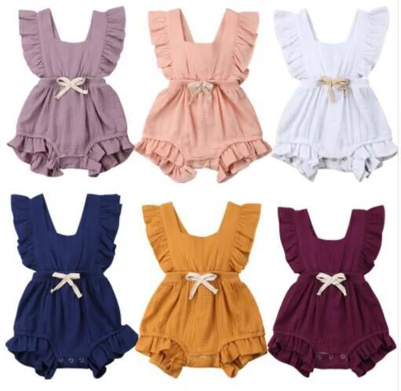 Милый комбинезон с оборками для маленьких девочек 6 цветов детский в богемном