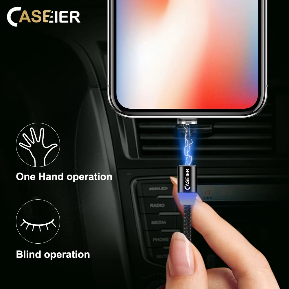 Магнитный кабель CASEIER Micro usb Type C адаптер для быстрой зарядки iPhone XS MAX XR X магнитный