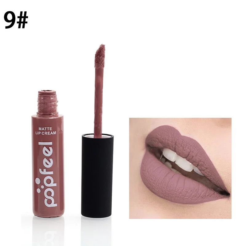 9 Popfeel, брендовый макияж, водостойкий, batom, ТИНТ, блеск для губ, красный, коричневый, телесный, стойкий, популярный бренд Popfeel, жидкая матовая помада, макияж - Цвет: 9