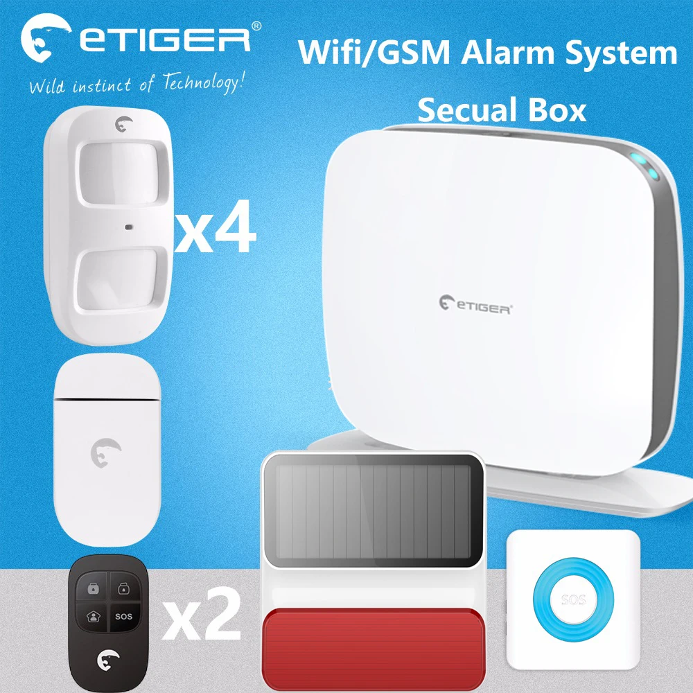 Сигнализация от etiger wifi система безопасности secual box с солнечной сигнализацией
