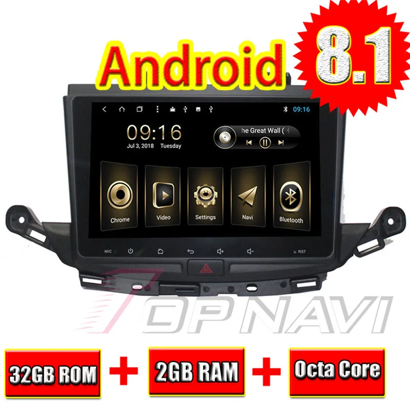

9'' Android 8.1 Auto GPS Navigation for Buick Verano 2015 Topnavi Car DVD Players Audio with OBD2 support WIFI Bluetooth