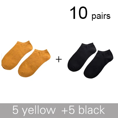 5 yellow 5black Новые Брендовые мужские носки из бамбукового волокна, мужские летние невидимые короткие носки для отдыха, цветные мужские носки-башмачки для подарка - Цвет: 5 yellow 5black
