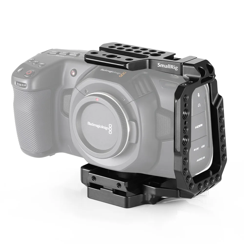 SmallRig QR Половина Клетка для blackmagic Design карман Кино Камера 4K Камера клетка со встроенным Manfrotto 501PL пластины-2255