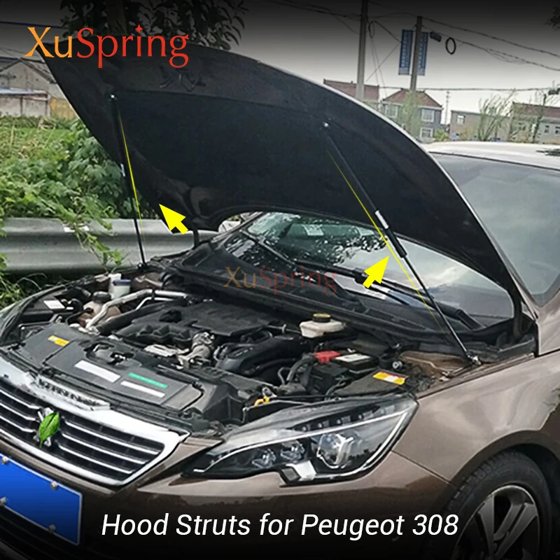 Для peugeot 308 T9 2013 Автомобильный капот Опора капота гидравлическая штанга стойки штанги подъем пружинный амортизатор Кронштейн Автомобильный-Стайлинг