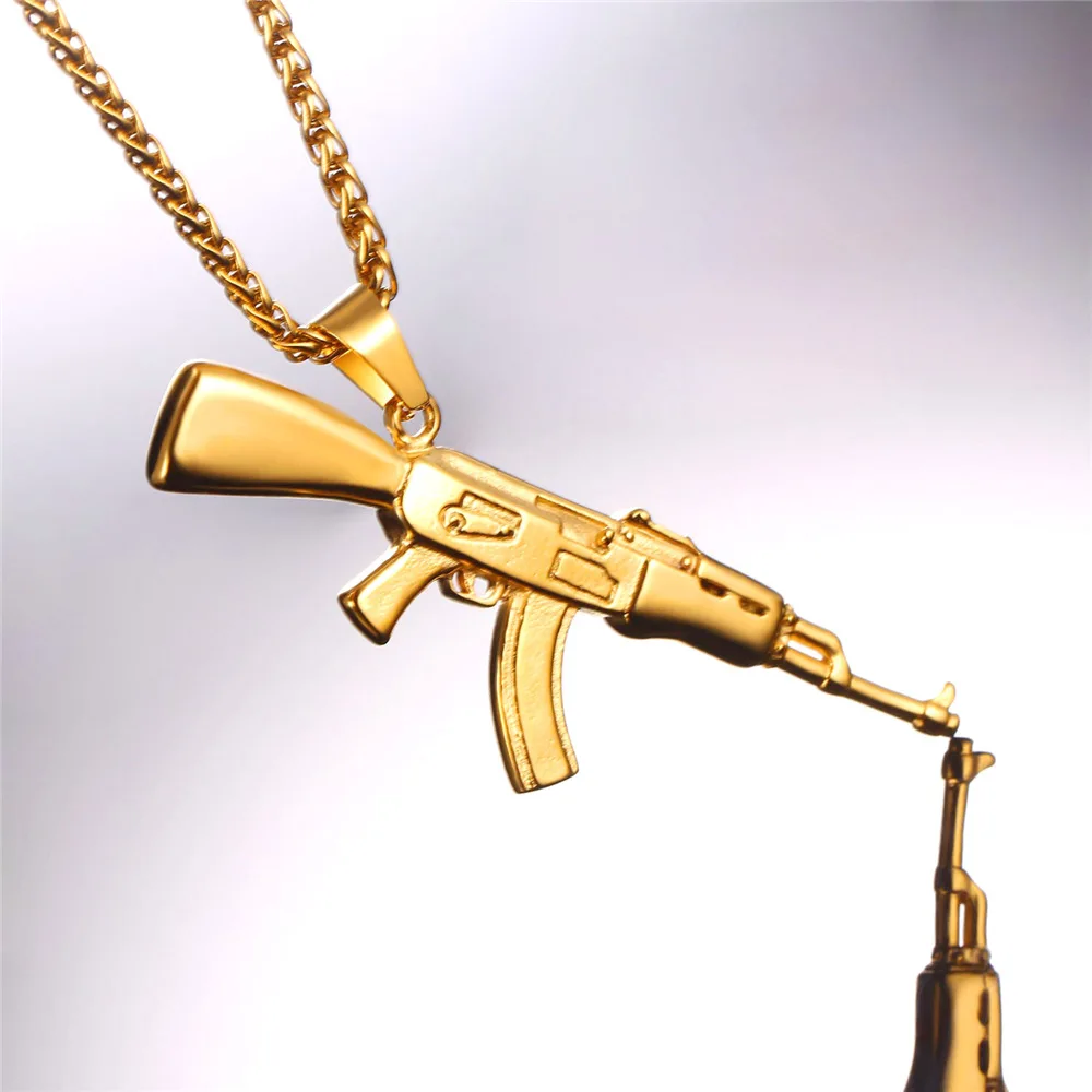 AK47 винтовка ожерелье для мужчин ювелирные изделия из нержавеющей стали