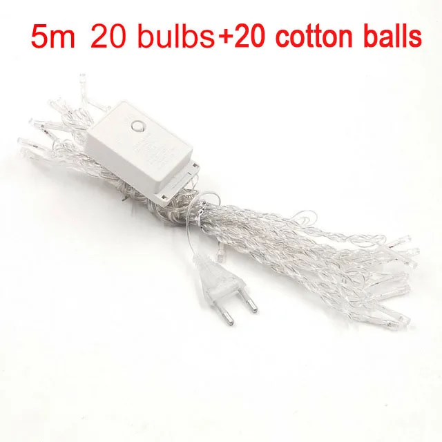 NO1 5m 20 balls 20 Вт, 30 Вт/35/40/50/80 лаванды ватные шарики светодиодный светящиеся гирлянды Рождественский праздник Свадебные гирлянды люсис привело - Испускаемый цвет: NO1 5m 20 balls