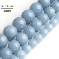 6mm 8mm 10mm natural blue angelite stone round loose beads for jewelry making bracelet 15 strand