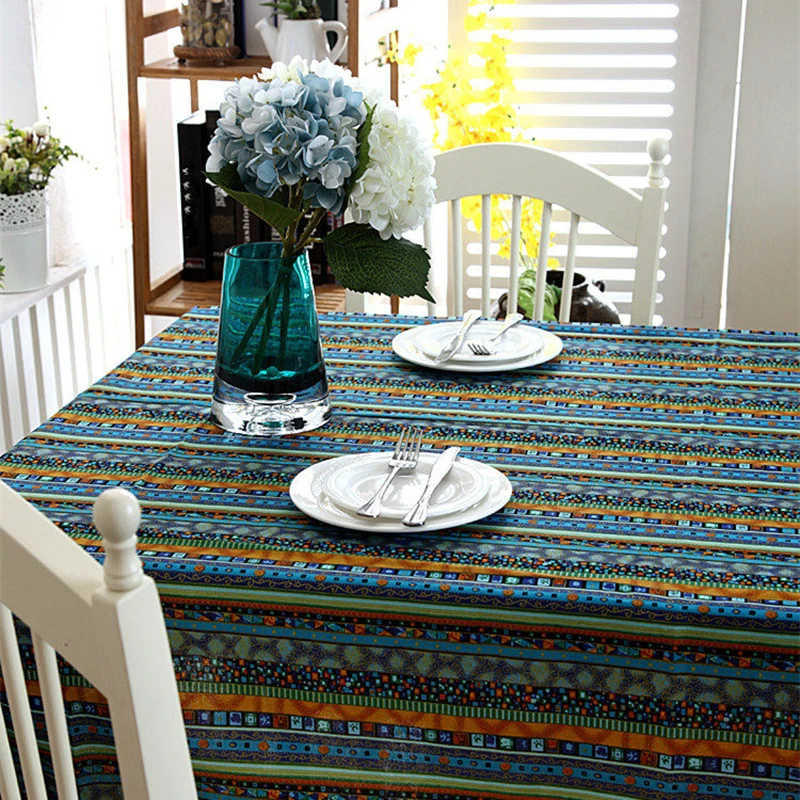 Скатерть из льна и хлопка блестящая в полоску|table cloth|linen cotton tableclothcotton tablecloths |