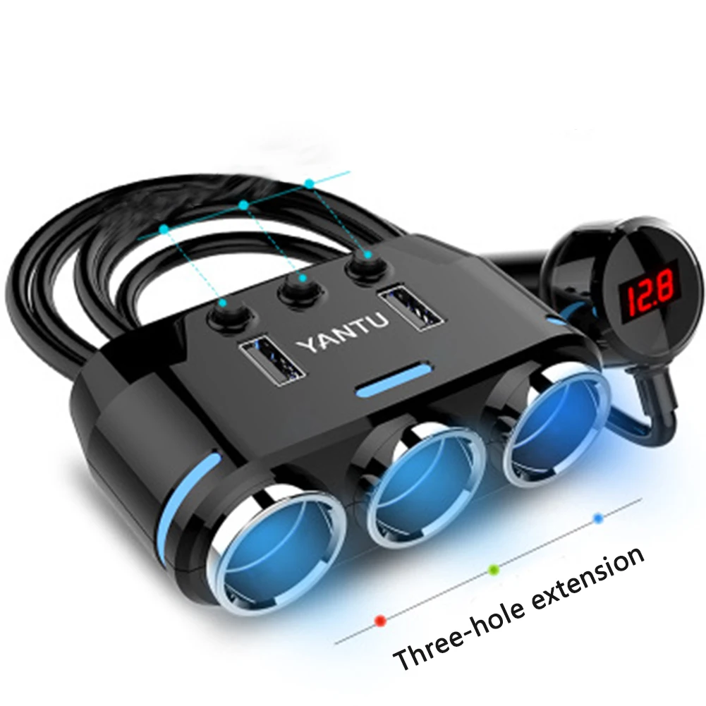 Авто 3 способ 12 24 В розетка светодиодный индикатор двойной USB прикуриватель