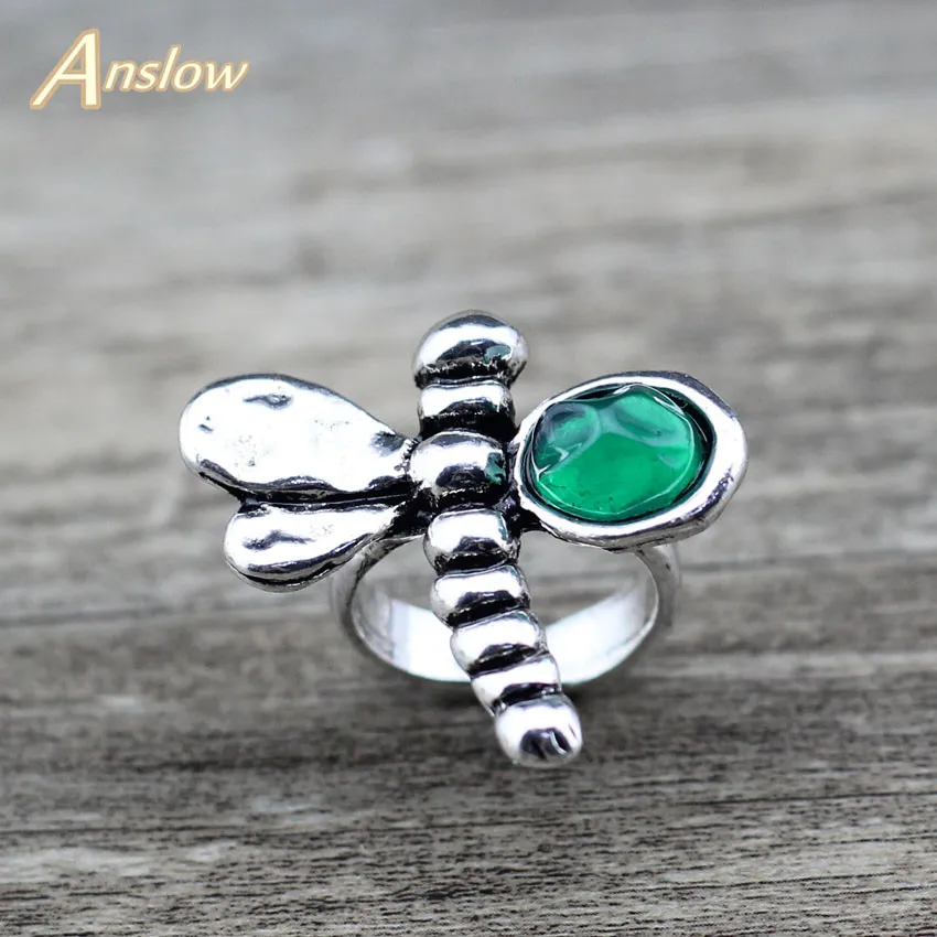 

Anslow 2019 Hot Wholesale Cheap Vintage Retro Dragonfly Women Finger Rings For Lady Female New Design Jewelry Gift LOW0020AR