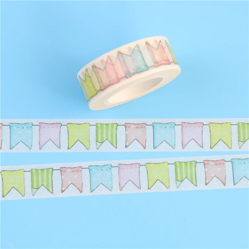1 шт. упак. 15 мм * 10 м японская декоративная клейкая лента Washi с флагами для