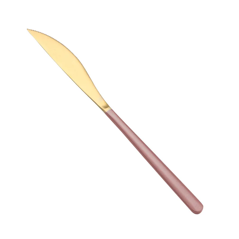 Gold Knife Розовый Золотой Набор Посуды Ложка Вилка Набор ножей Студия фото INS реквизиты для фона фотографии для тонкой западной еды Прямая поставка - Цвет: Gold Knife