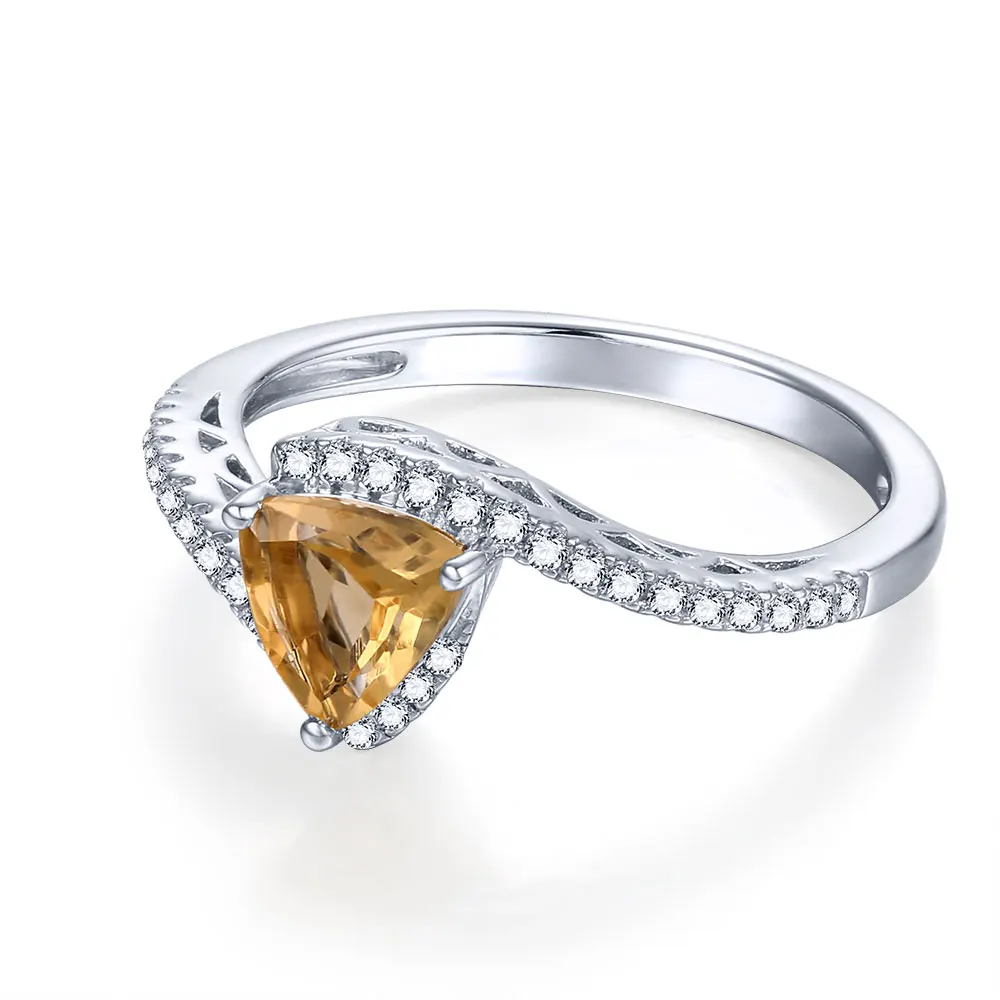 Дважды R природных Обручение кольцо с камнем Для женщин 1.0ct Треугольники