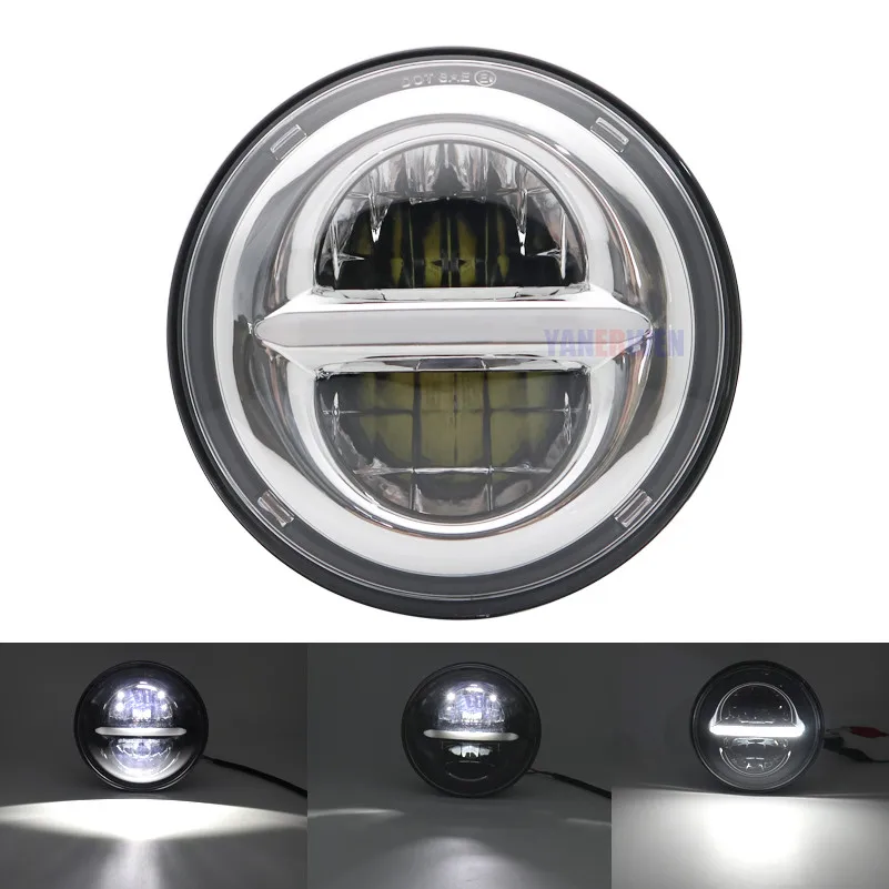 1 PCS Chrome 5,7" круглая фара для мотоцикла Dyna Rider спортивные ручки Breakout Sportster SuperLow Angel Eye дневные ходовые огни светодиодные фонари - Цвет: 1 PCS Chrome