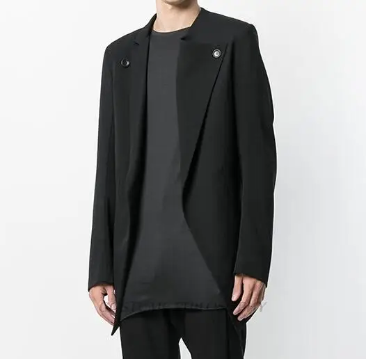 

S-6XL Горячая Новинка Весна 2020 Мужская мода персонализированный большой размер на заказ средней и длинной нерегулярный тонкий костюм куртка