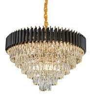 led e14 postmodern iron crystal black suspension luminaire lampen pendant lights pendant light for foyer