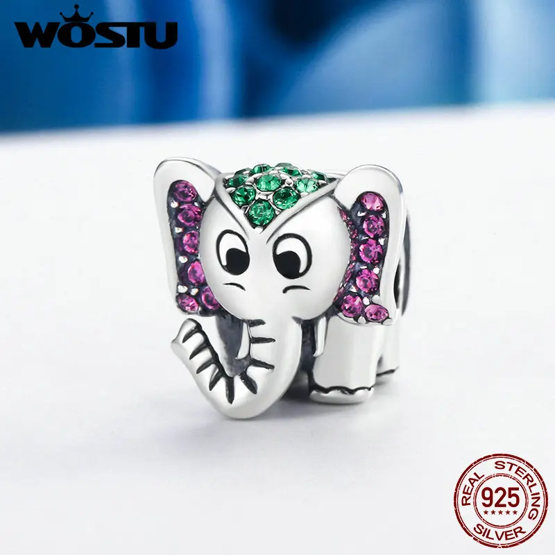 WOSTU Hot Sale 925 Sterling Silver Lucky Elephant Animal Beads Fit Original WST Charm Bracelet Lovely Jewelry Gift DXC200 | Украшения и