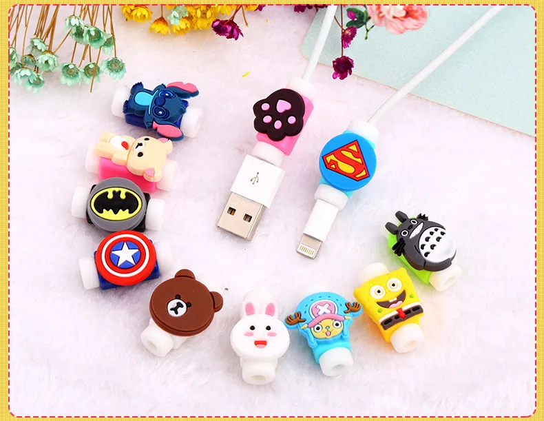 100 шт мультяшный usb-кабель защита для наушников красочная крышка кабеля намотки данных линия защиты рукав для iPhone Xiaomi huawei