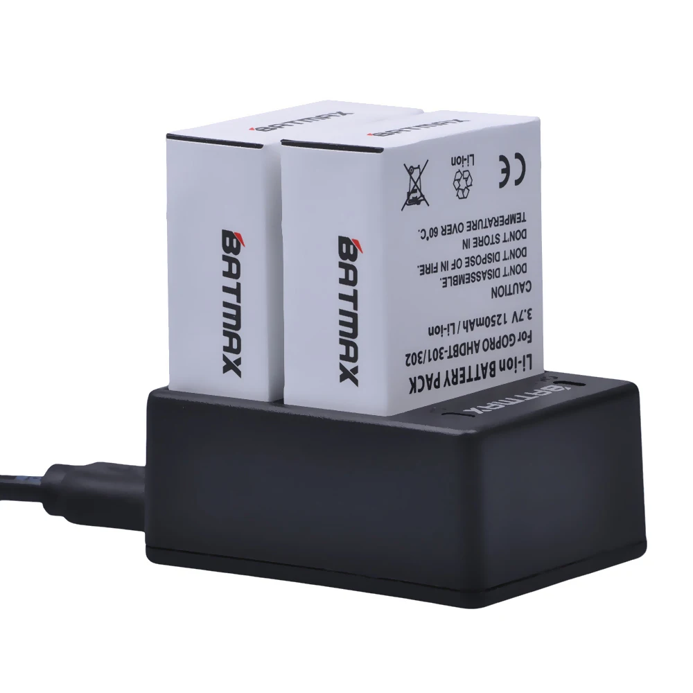 Batmax 3 шт. AHDBT-301 аккумуляторная батарея + USB двойное зарядное устройство AHDBT-302 для