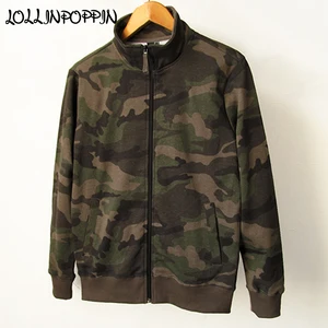 Мужская камуфляжная куртка с воротником-стойкой, хлопковая махровая куртка в стиле милитари, мужская куртка с камуфляжным узором, весенне-осенняя повседневная куртка