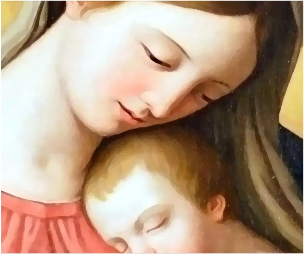 Фотообои на заказ 3d потолочные фрески картина маслом надпись love of the Virgin Mary