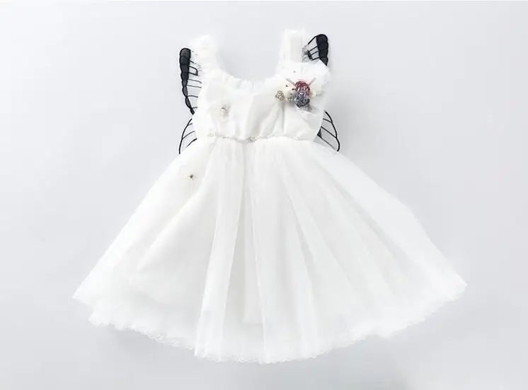 12Month-5Y Baby Girl Princess Dress 2019 Summer Elegant White Flower Wings Tulle Wedding Dresses Children Kid Clothes | Детская одежда