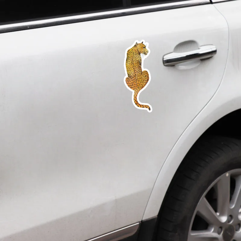 

YJZT 6CM*15.5CM Colorful Leopard PVC Car Accessories Animal Car Sticker Decal 5-0717