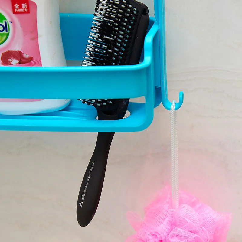 bathroom double layers hanging shelf bath supplies storage rack plastic diy shower organiser holder tidy kitchen storage free global shipping