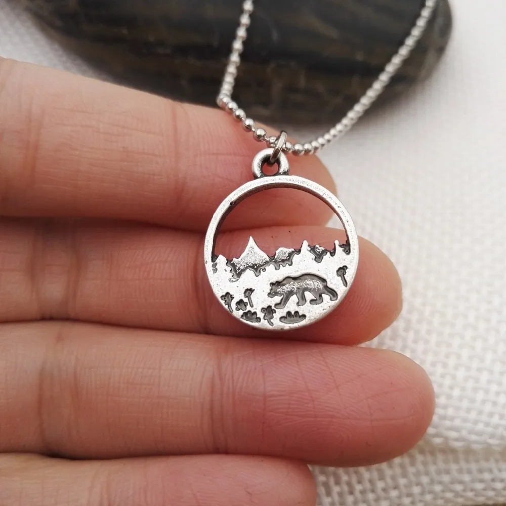 10 шт. Новое модное ожерелье с симпатичным горным медведем Подвеска природным