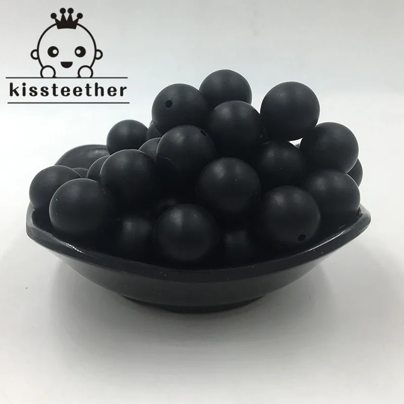 12 100 pc силиконовый для детей для прорезывания зубов Прорезыватель бусины 15 мм безопасный пищевой Клас Уход жевательные круглые силиконовые бусы ожерелье - Цвет: 12