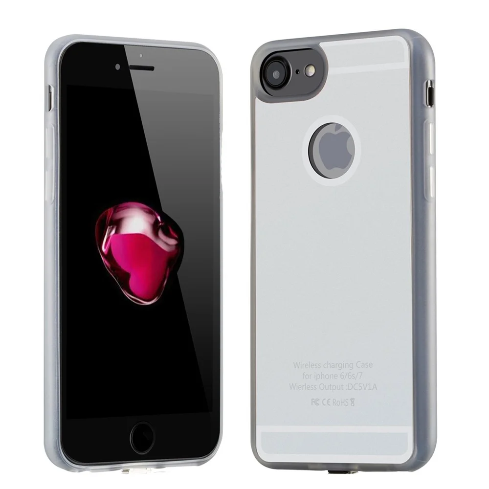 Grey Tongdaytech Qi Беспроводное зарядное устройство приемник Coque чехол для телефона для iPhone 7 6 6s Plus чехол Беспроводная зарядка чехол для телефона - Цвет: Grey