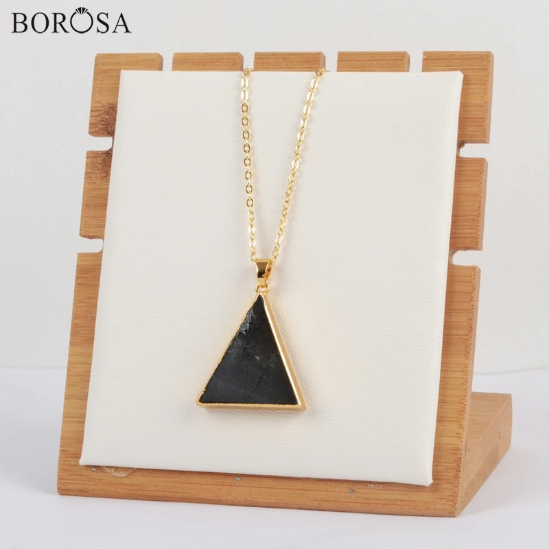 BOROSA модное ожерелье с камнями натуральный треугольник Лабрадорит граненый кулон