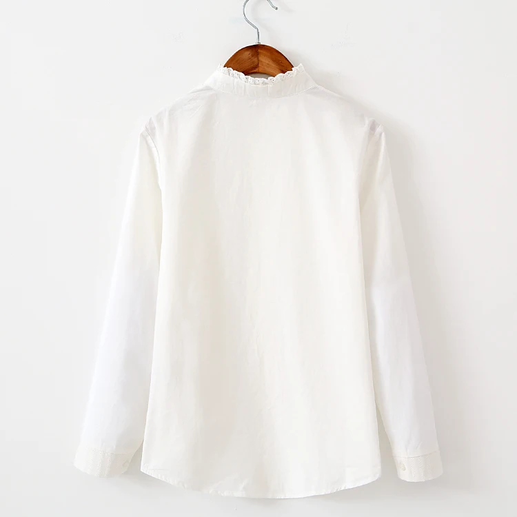 Женские хлопковые кружевные блузки 2018 весенние модные белые тонкие рубашки с