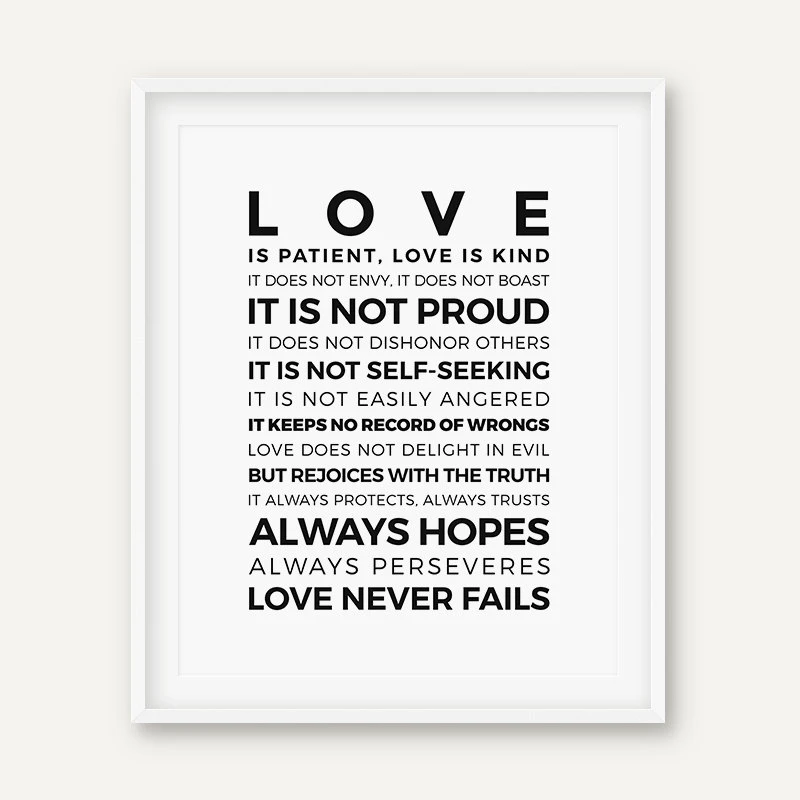 Постер Love is Patient Kind с принтом для дома гостиной стих из Библии настенная живопись