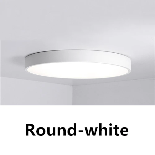 Round-white Светодиодный потолочный светильник, современная лампа, панель для гостиной, круглый светильник, приспособление для спальни, кухни, зала, поверхностное крепление, дистанционное управление - Цвет корпуса: Round-white