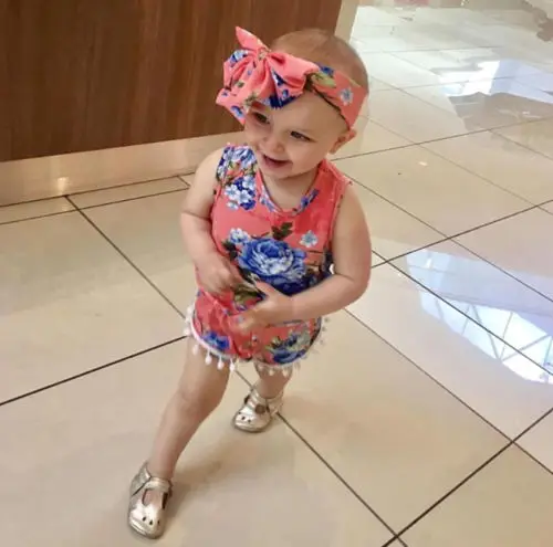 Одежда для новорожденных девочек с цветочным рисунком кисточками Одна деталь