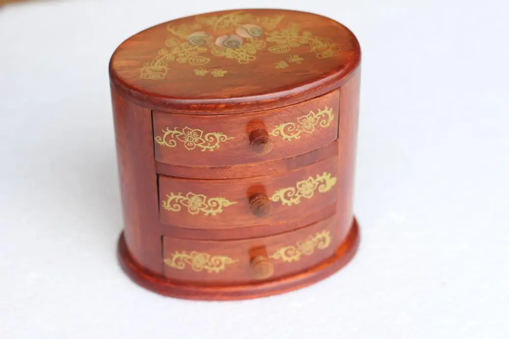 

High-quality pear wood jewelry box, multi-style printed wooden jewelry box, free shipping