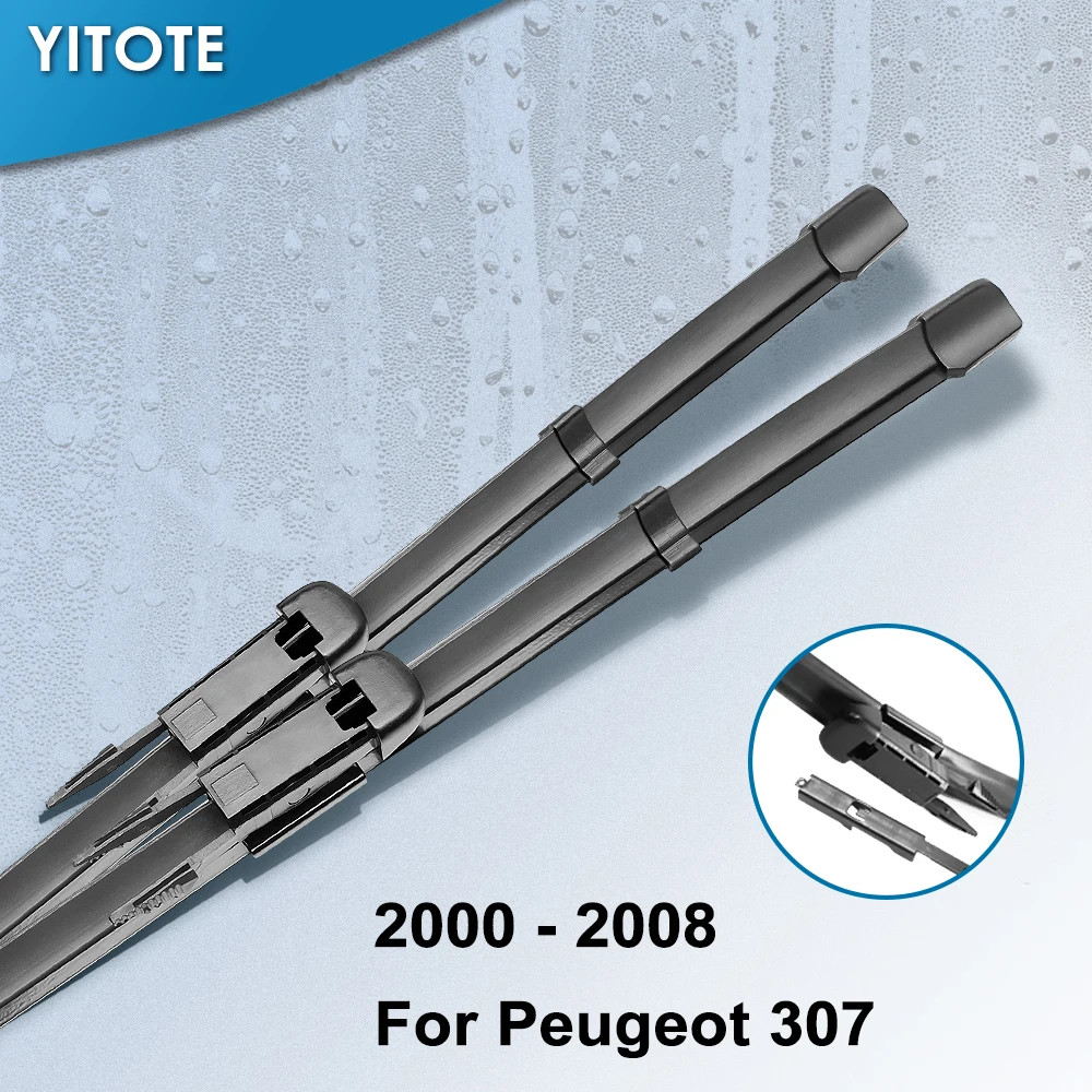

YITOTE Windscreen Wiper Blades for Peugeot 307 Fit Hook Arms / Pinch Tab Arms 2000 2001 2002 2003 2004 2005 2006 2007 2008