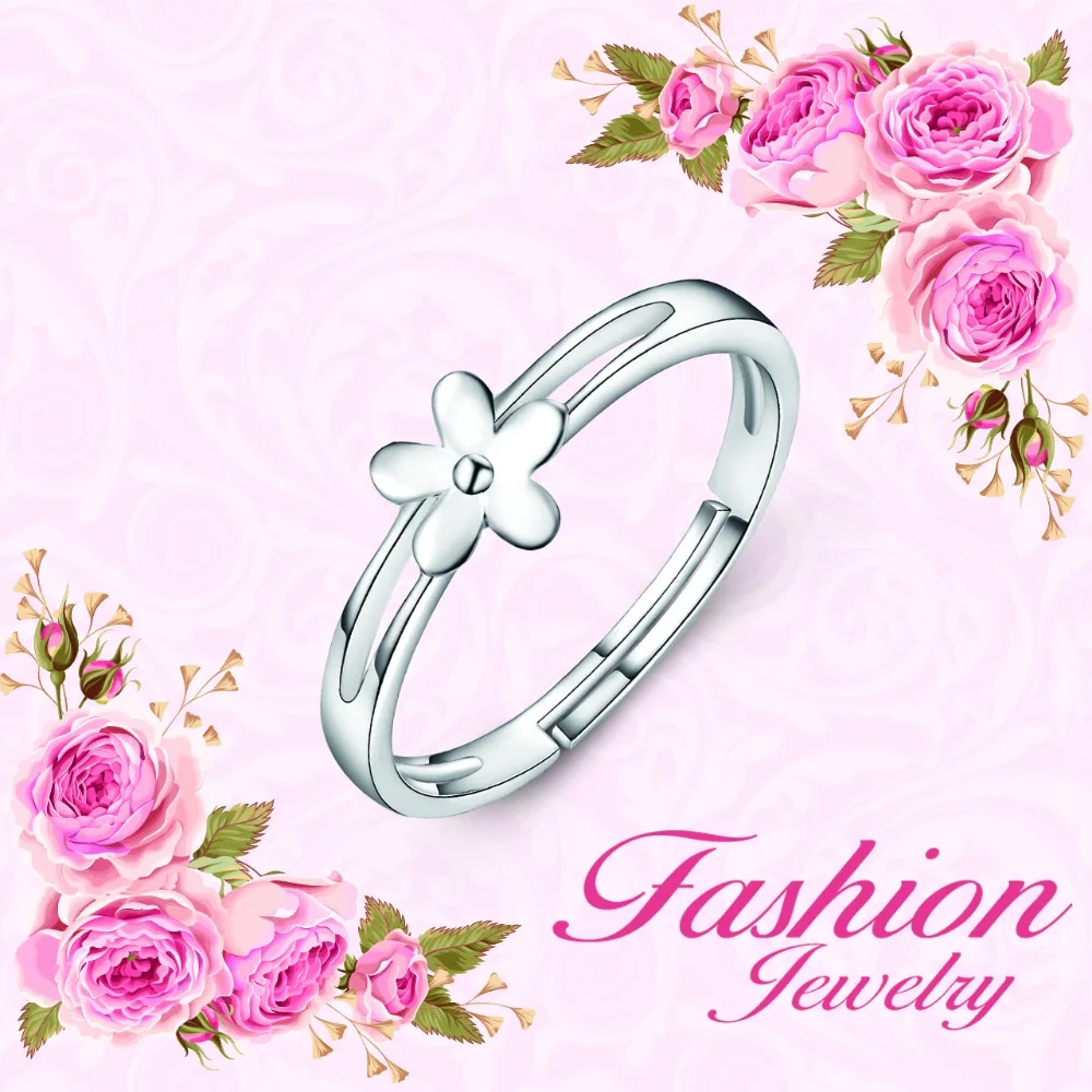 

High Quality 925 Sterling Silver Rings Women Classic Flower Pattern Resizable Ring Fashion Wedding Engagement Jewelry PYJ0006