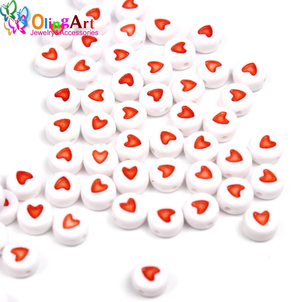 OlingArt 7*4 мм 100 шт. круглые разноцветные акриловые бусины серебряного цвета Твердые