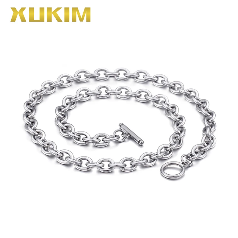 Мужская цепь XCN215 Xukim серебряное ожерелье из нержавеющей стали в стиле хип хоп